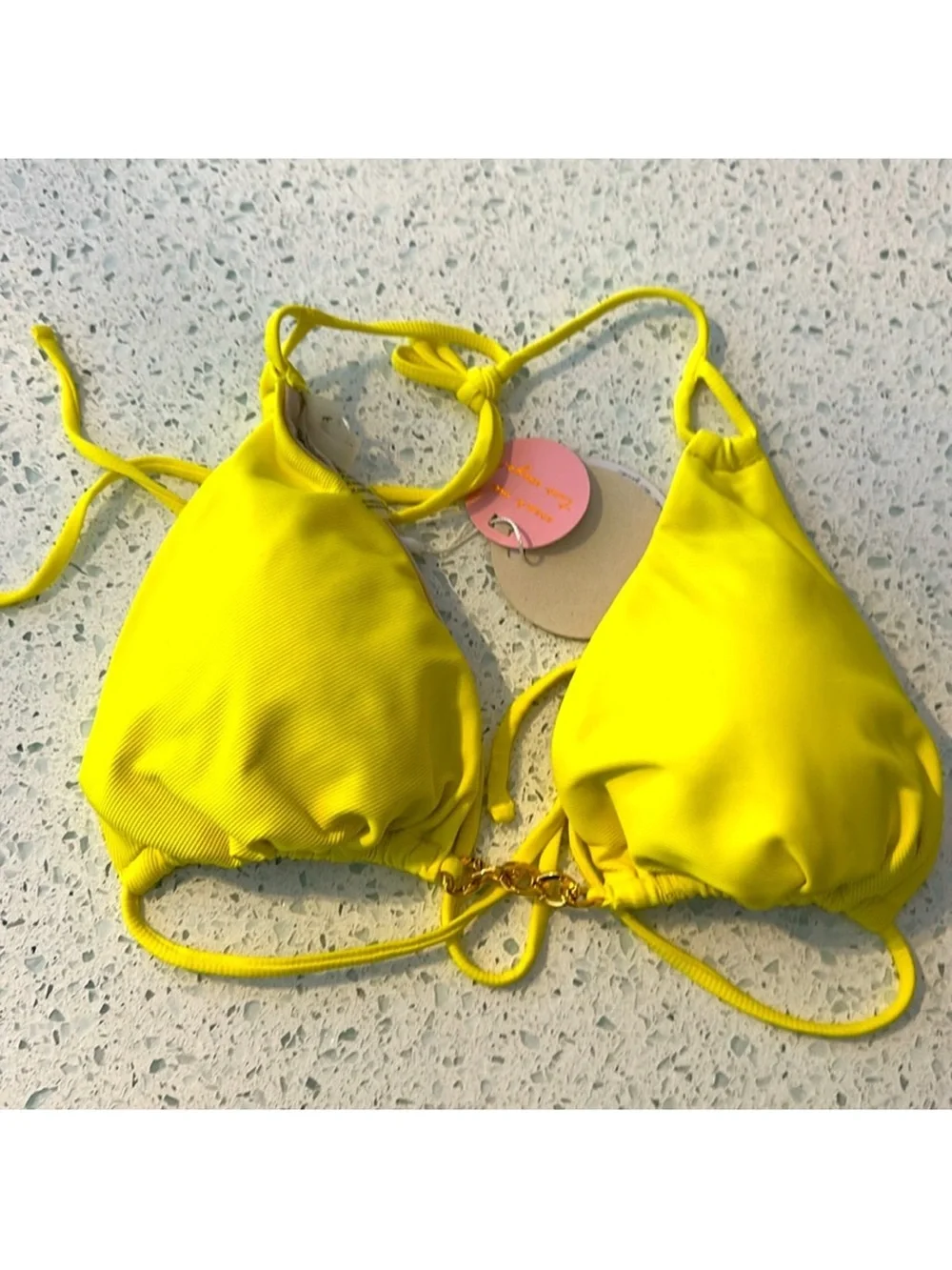 Pilyq Bright Yellow Triangle Bikini Top - Picture 1 of 1